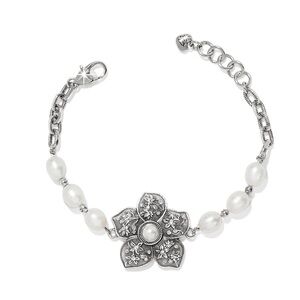 Brighton Silver and White Floral Bracelet. Pearl and crystal